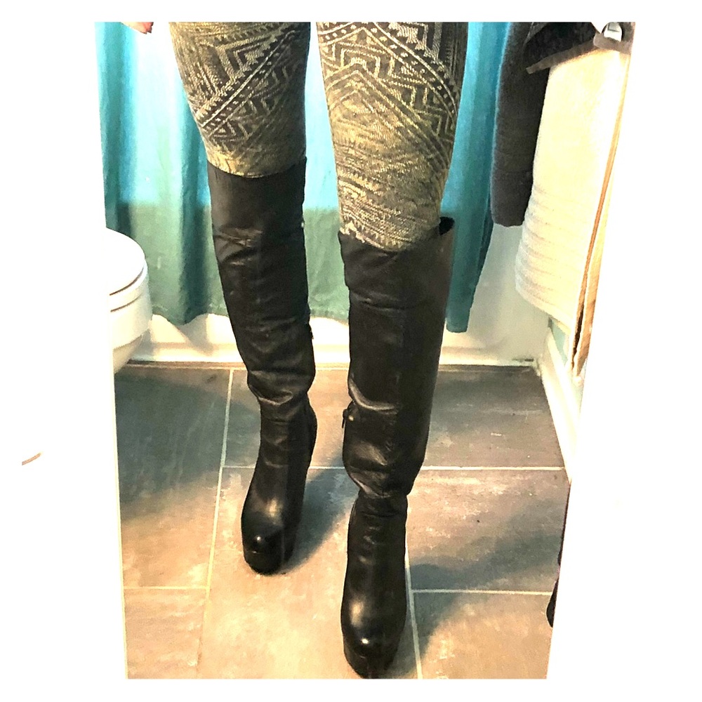Aldo Over the knee Black Wedge Boots
